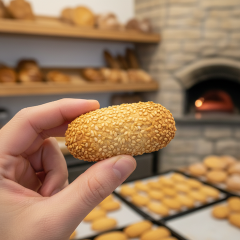 Biscotto Regina al sesamo - dettaglio forma ovale tradizionale