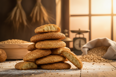 Stack di Biscotti Regina tradizionali - dolci artigianali italiani al sesamo